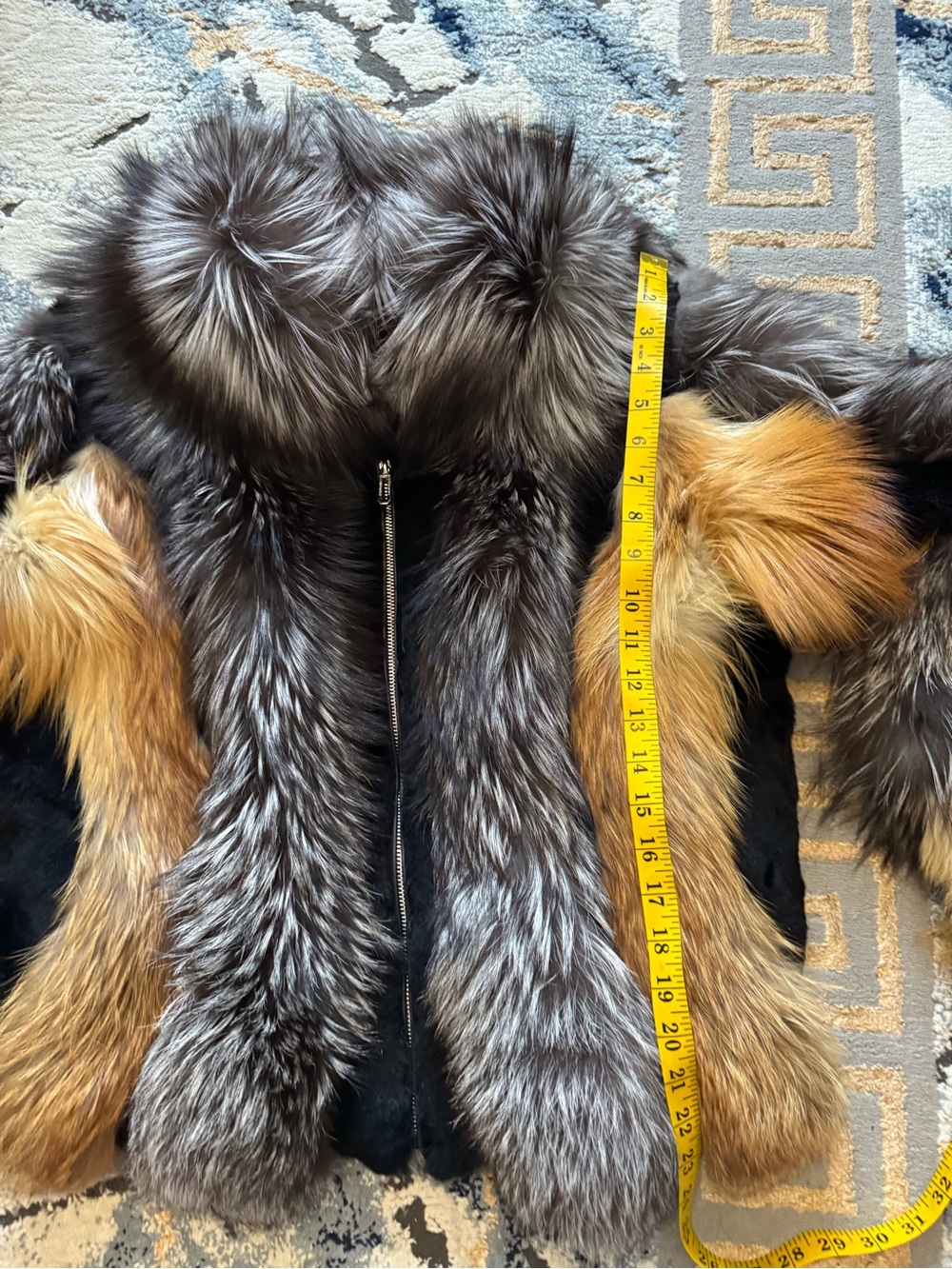 Luxury Golden silver black fox Multi-Color Fur fox Jacket  Women's Fashion Coat - Picture 15 of 17